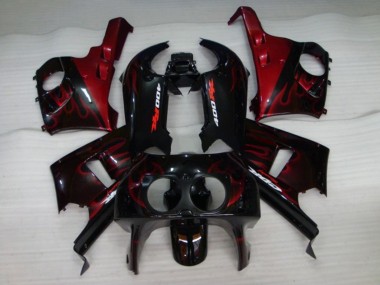 Carenagens Moto Honda CBR400RR NC29 1990-1999 - Preto Brilhante Vermelho Chama