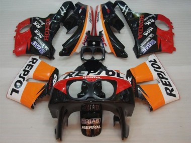 Carenagens Moto Honda CBR400RR NC29 1990-1999 - Laranja Branco Vermelho Preto Brilhante Repsol HRC