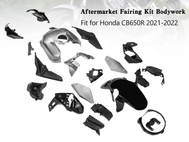 Carenagens Moto Honda CB650R 2019-2022 - Prata Preto