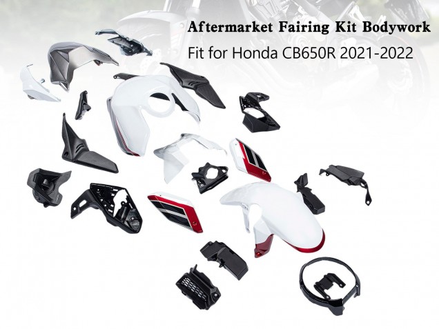 Carenagens Moto Honda CB650R 2019-2022 - Branco Preto Vermelho