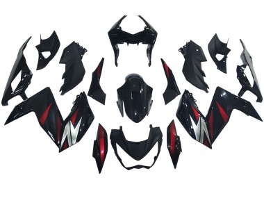 Carenagens Moto Kawasaki Z250/Z300 2015-2016 - Preto Brilhante Vermelho Prata