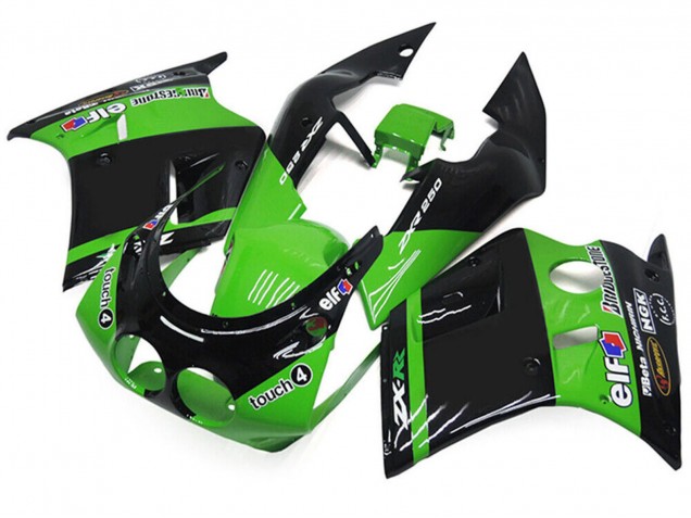 Carenagens Moto Kawasaki ZXR250 1989-1990 - Verde Preto Brilhante Elf Touch4 Bridgestone