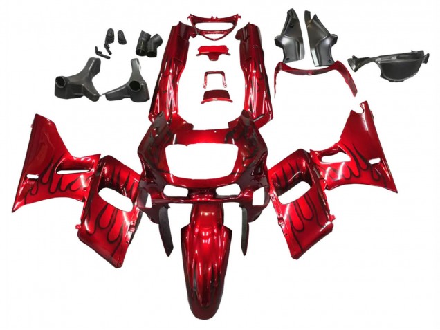 Carenagens Moto Kawasaki ZZR600 1998-2003 - Vermelho Preto Chama