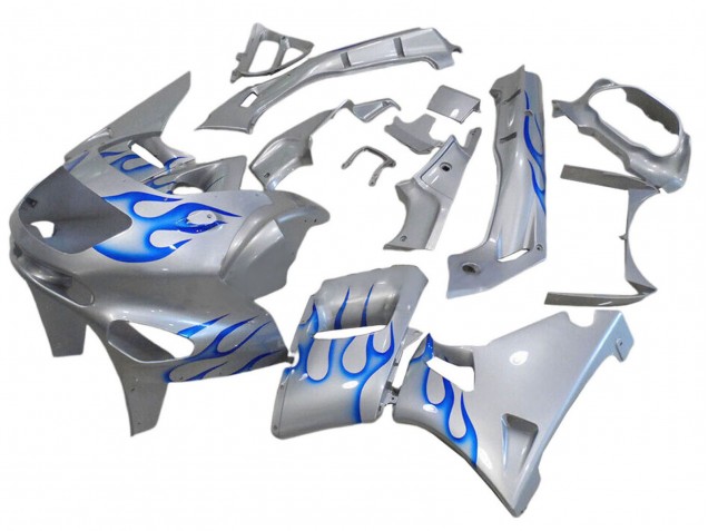 Carenagens Moto Kawasaki ZZR400 1993-2007 - Branco Azul Chama