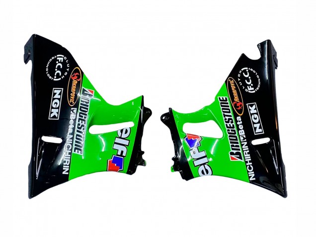 Carenagens Moto Kawasaki ZZR400 1993-2007 - Verde Preto Brilhante Verde Monstro Elf Touch4 Bridgestone