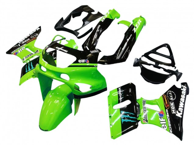 Carenagens Moto Kawasaki ZZR400 1993-2007 - Verde Preto Brilhante Azul Monstro Elf Touch4 Bridgestone