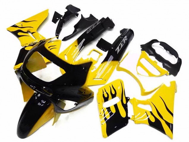 Carenagens Moto Kawasaki ZZR400 1993-2007 - Amarelo Preto Chama
