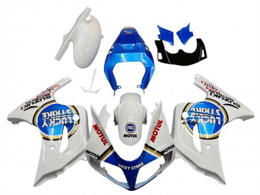 Carenagens Moto Suzuki SV650 2003-2013 - Branco Azul Lucky Strike Motul