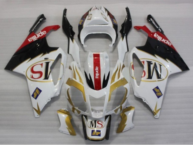 Carenagens Moto Aprilia RSV1000 2003-2006 - Branco Ouro Vermelho Preto