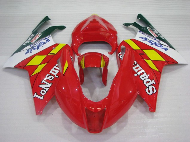 Carenagens Moto Aprilia RSV1000 2003-2006 - Vermelho Amarelo Branco Spains No1 Valsir Castrol