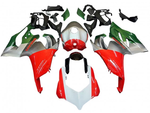 Carenagens Moto Ducati Panigale V2 2020-2024 - Prata Vermelho Verde