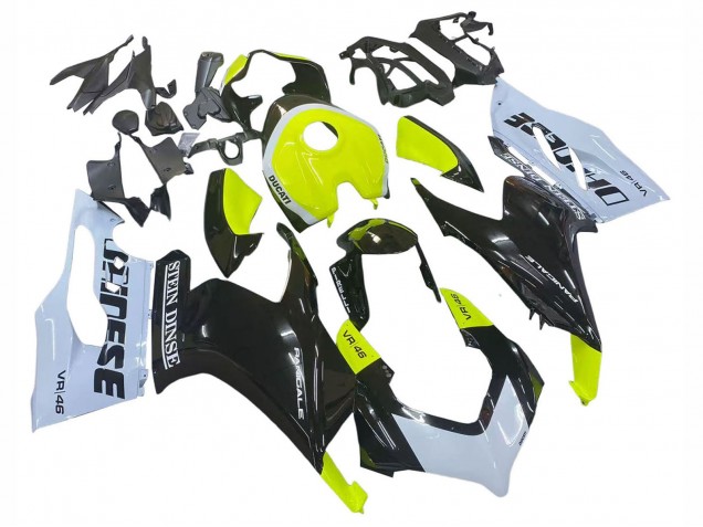 Carenagens Moto Ducati Panigale V2 2020-2024 - Branco Verde Limão Preto Brilhante Stein Dinse VR 46