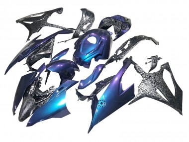 Carenagens Moto BMW S1000RR 2019-2022 - Gradiente Azul Roxo Forjado Fibra de Carbono