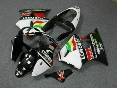 Carenagens Moto Kawasaki ZX6R 2000-2002 - Branco Vermelho Amarelo Verde Preto Brilhante Estrela EuroBet