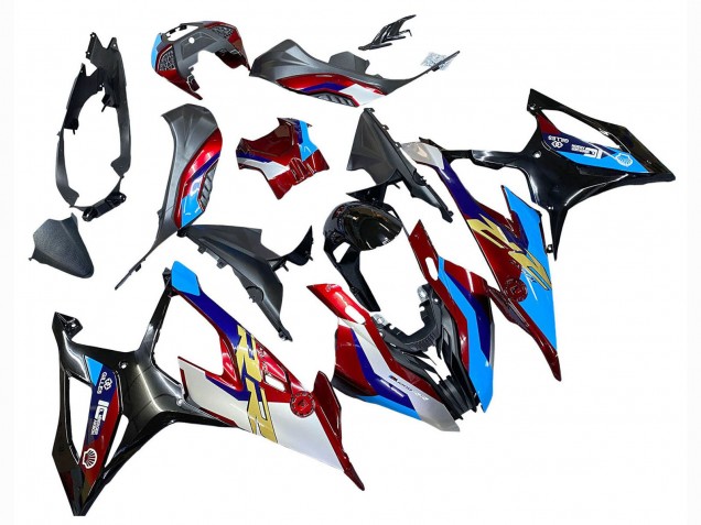 Carenagem Moto BMW S1000RR 2019-2022 - Branco Azul Vermelho Preto