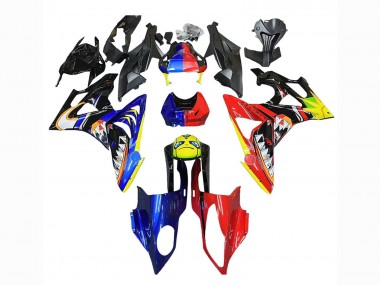 Carenagens Moto BMW S1000RR 2009-2014 - Vermelho Azul Amarelo Tubarão