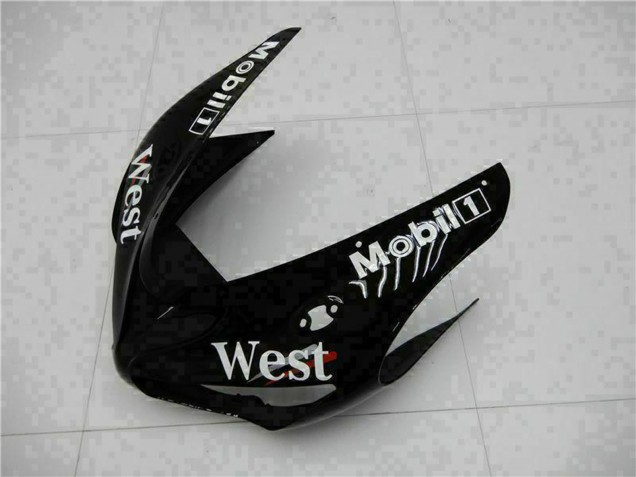 Carenagens Moto Kawasaki ZX6R 2005-2006 - Preto Brilhante Branco West