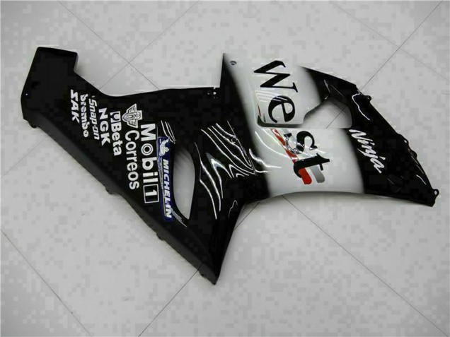 Carenagens Moto Kawasaki ZX6R 2005-2006 - Preto Brilhante Branco West