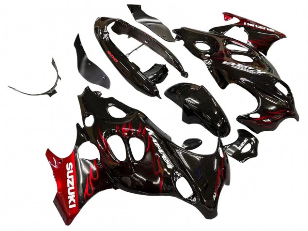 Carenagens Moto Suzuki GSX600F/GSX750F 2004-2006 - Preto Brilhante Vermelho Chama