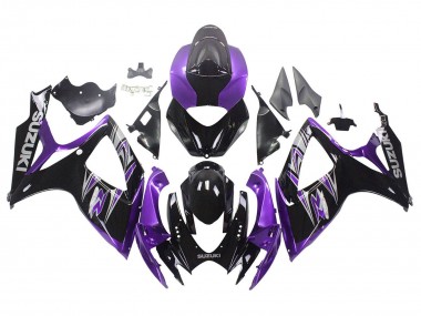 Kits Carenagem Moto Suzuki GSXR 600 / GSXR 750 2006-2007 - Roxo Preto Brilhante