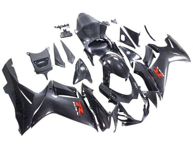 Carenagens Moto Suzuki GSXR 600 / GSXR 750 2011-2024 - Preto Fibra de Carbono Vermelho