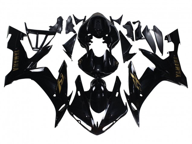 Carenagens Moto Yamaha YZF 1000 R1 2004-2006 - Preto Brilhante Ouro Decalques