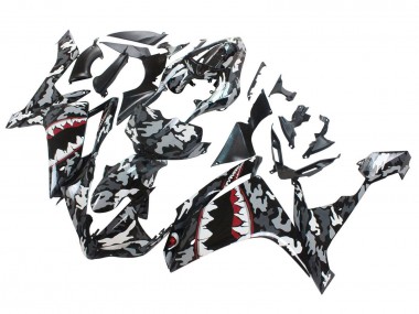 Carenagens Moto Yamaha YZF 1000 R1 2007-2008 - Cinzento Branco Camouflage Tubarão