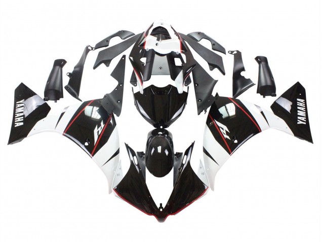 Carenagem Moto Yamaha YZF 1000 R1 2012-2014 - Branco Vermelho Preto Brilhante