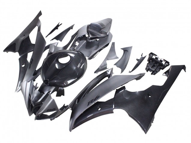 Carenagens Moto Yamaha YZF 600 R6 2008-2016 - Cinzento Preto Fibra de Carbono Estilo