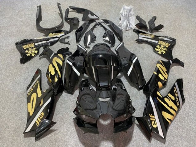 Carenagens Moto Kawasaki ZX10R 2021-2025 - Preto Brilhante Ouro Elf Neve