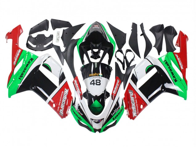 Carenagens Moto Kawasaki ZX6R 2007-2008 - Verde Vermelho