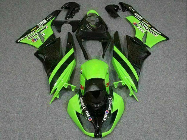 Carenagens Moto Kawasaki ZX6R 2009-2012 - Verde Preto Brilhante Elf Touch4 Bridgestone