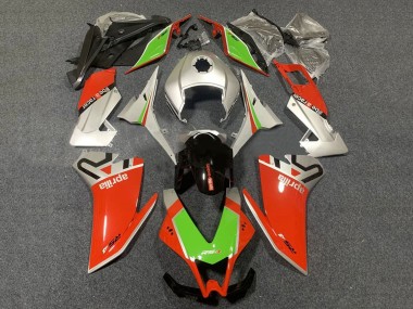 Carenagem Moto Aprilia RS4 50 125 2012-2018 - Prata Vermelho Verde Preto Brilhante