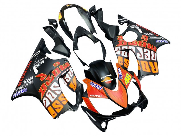 Carenagens Moto Honda CBR600 F4i 2004-2007 - Preto Fosco Laranja Rossi