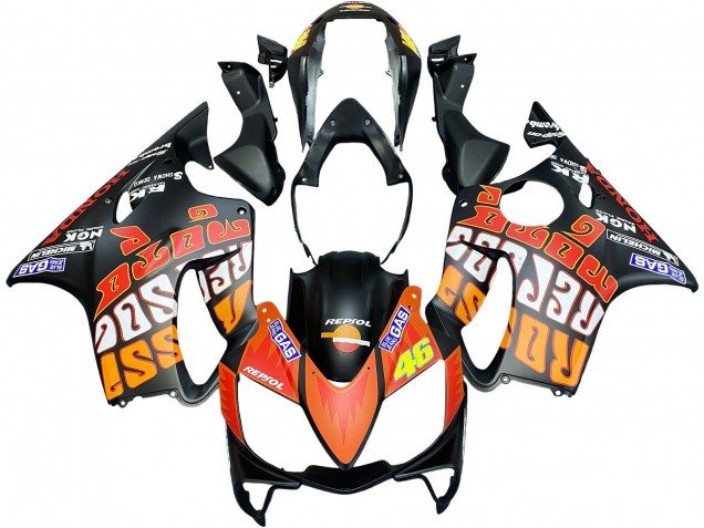 Carenagens Moto Honda CBR600 F4i 2004-2007 - Preto Fosco Laranja Rossi