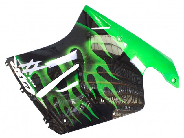 Carenagem Moto Honda CBR1100XX Blackbird 1996-2007 - Preto Brilhante Verde Chama
