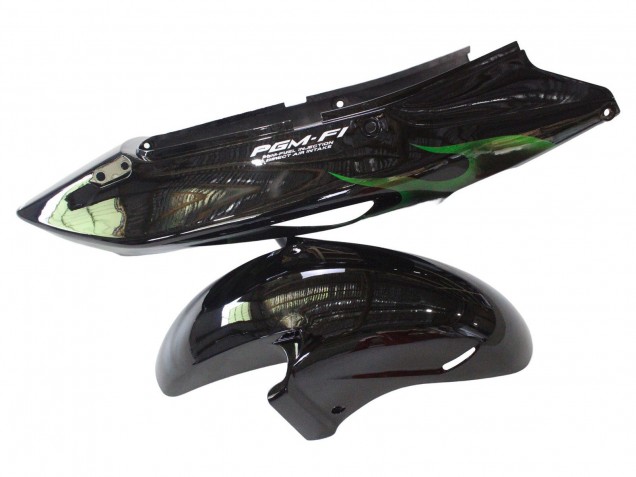 Carenagem Moto Honda CBR1100XX Blackbird 1996-2007 - Preto Brilhante Verde Chama