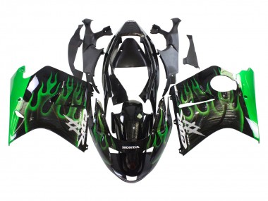 Carenagem Moto Honda CBR1100XX Blackbird 1996-2007 - Preto Brilhante Verde Chama