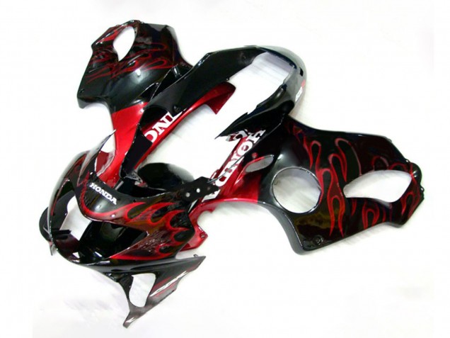 Carenagens Moto Honda CBR600 F4 1999-2000 - Preto Brilhante Vermelho Chama