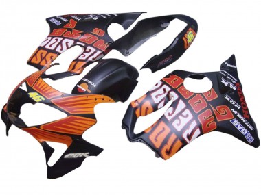 Carenagens Moto Honda CBR600 F4 1999-2000 - Preto Fosco Laranja Rossi Repsol 46