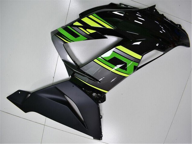 Carenagens Moto Kawasaki ZX6R 2013-2018 - Verde Amarelo Preto Brilhante Preto Fosco