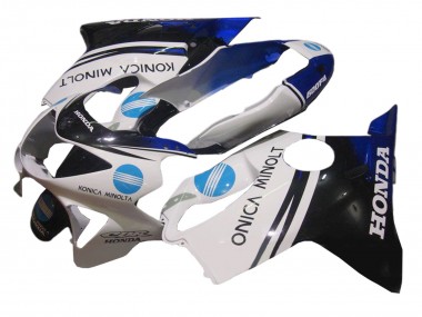 Carenagem Moto Honda CBR600 F4 1999-2000 - Branco Azul Preto Brilhante Konica Minolta