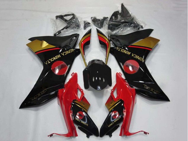 Carenagens Moto Honda CBR600F 2011-2013 - Vermelho Ouro Preto Brilhante Konica Minolta