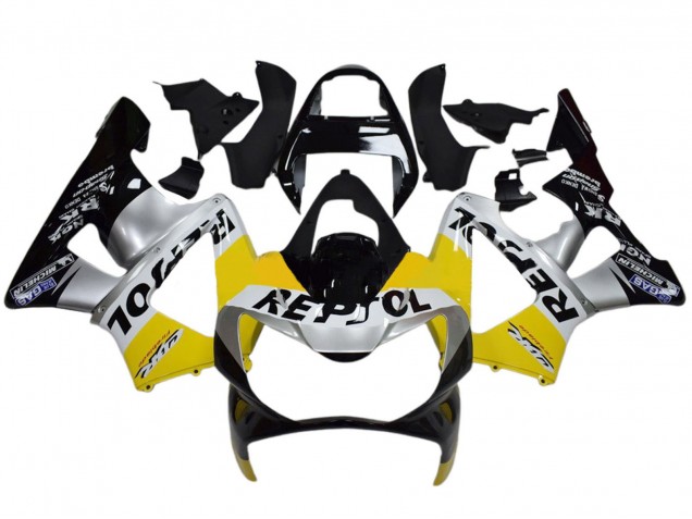 Carenagens Moto Honda CBR900RR 929 2000-2001 - Amarelo Prata Preto Brilhante Repsol