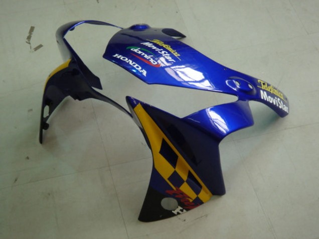 Carenagens Moto Honda CBR900RR 954 2002-2003 - Azul Amarelo Preto Brilhante Telefonica MoviStar Castrol
