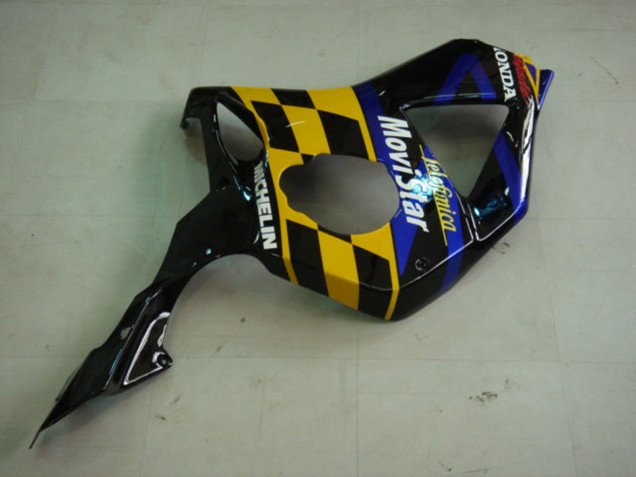 Carenagens Moto Honda CBR900RR 954 2002-2003 - Azul Amarelo Preto Brilhante Telefonica MoviStar Castrol