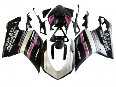 Carenagens Moto Ducati 848 2007-2014 - Branco Rosa Preto Brilhante Connie