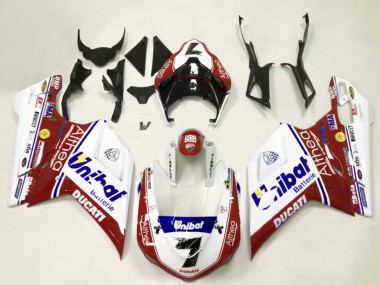 Carenagens Moto Ducati 848/1098/1198 2007-2014 - Branco Vermelho Azul Unibat 7