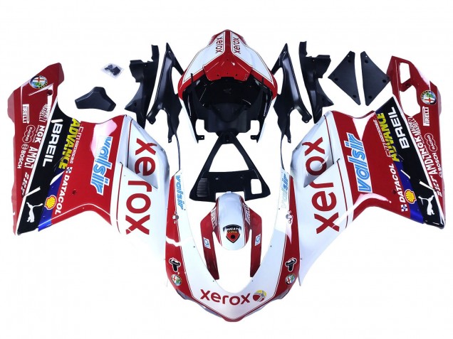 Carenagens Moto Ducati 848/1098/1198 2007-2014 - Branco Vermelho Preto Brilhante Valsir Xerox