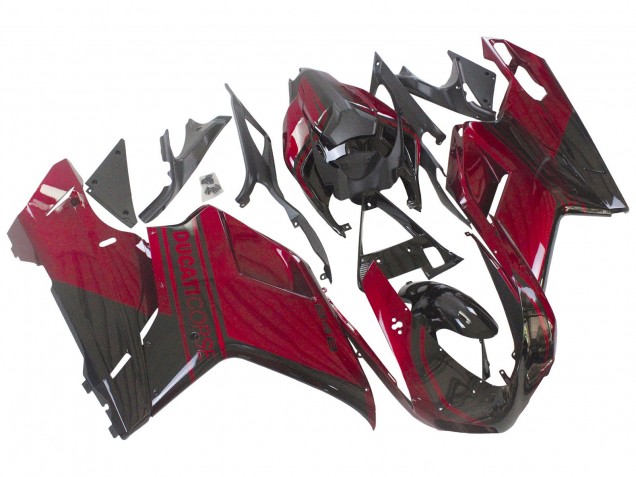 Carenagem Moto Ducati 848 2007-2014 - Vermelho Preto Brilhante